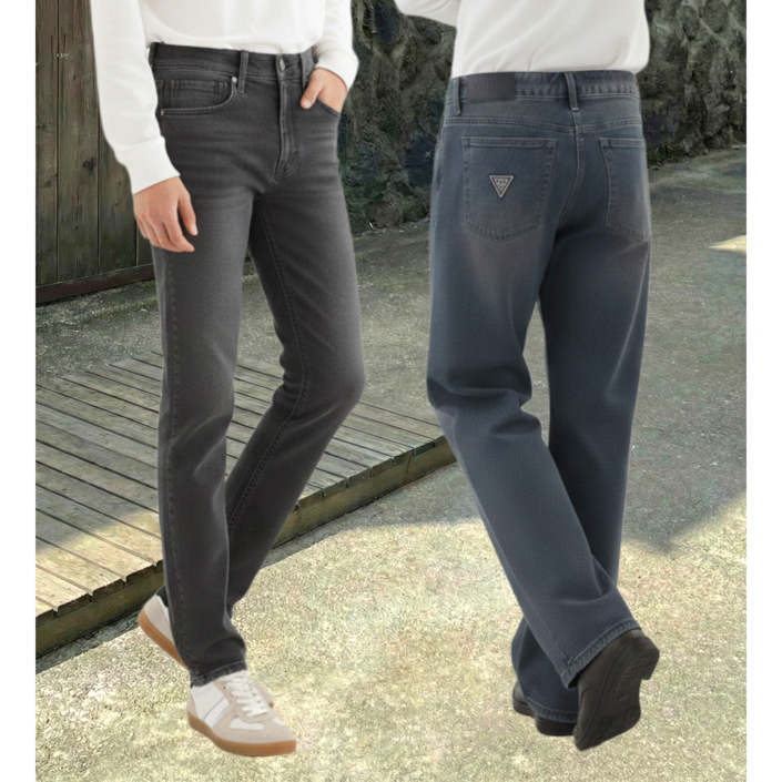 게스 진 남성용 사계절 세미와이드 캐주얼 데님 청바지