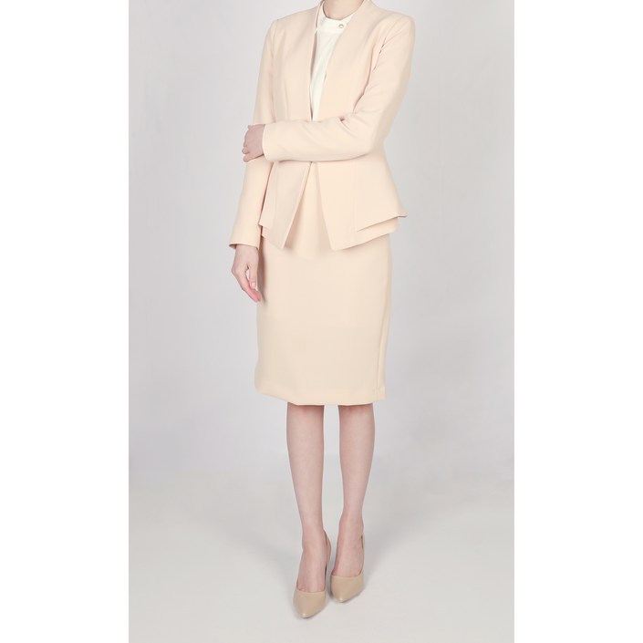 [글로리아] 여성 정장 투피스 세트 노카라 자켓 스커트 수트 6컬러 빅사이즈 55~99하객룩 면접 오피스룩