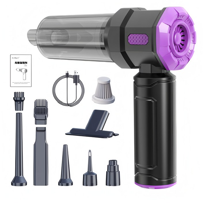 국내발송 RichMagic강력 4 in 1 16000pa 브러시리스 차량용 가정용 표시 대용량 배터리 흡입 송풍 공기주입 진공 책상차내다용도 미니 무선 초고흡입력 청, 흑자색, M1