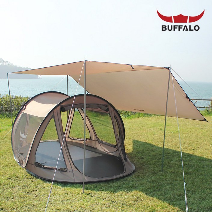 버팔로 이지 컴포트 캠핑 원터치 팝업 텐트 56인용  플라이형 타프 세트