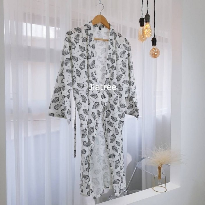 지아트리Jiatree 얇은 린넨 커플 여름 샤워 목욕 골프 사우나 호텔 바스 배스 로브 반신욕 나이트 가운
