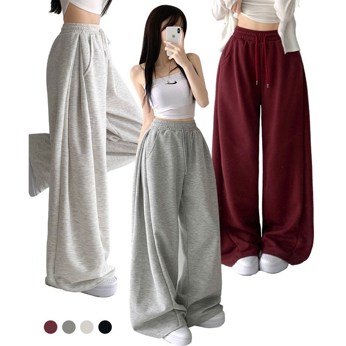 자스민벨 쏘야 밴딩 롱와이드 트레이닝 바지