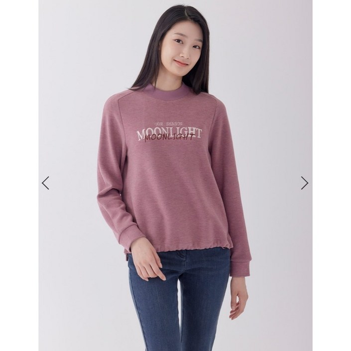 지센 가성비 좋은 여성 기모 자수 원포인트 긴팔 티셔츠  색상2종