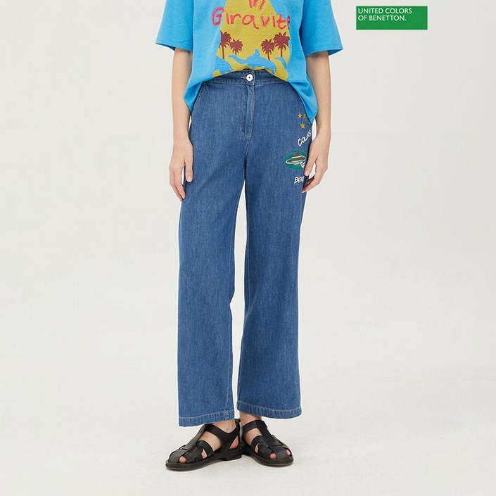 베네통 자수 데님 팬츠 BADP70431
