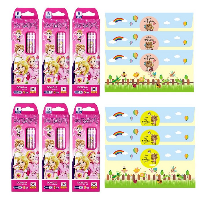 어린이집 생일선물 답례품 연필 B심, 6개, 핑크