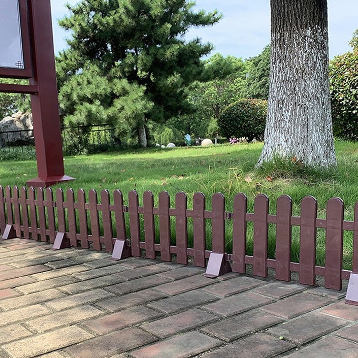 PVC 울타리 브라운 조립식 화단 울타리 정원 가드닝 경계 펜스 나무 느낌