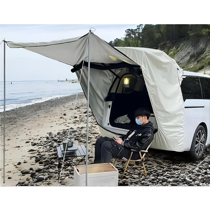 더디테일 SUV 차박텐트 타프 꼬리텐트 차량용 트렁크 텐트 차박용품 차량텐트 카텐트 차박용 자동차 텐트, 베이지