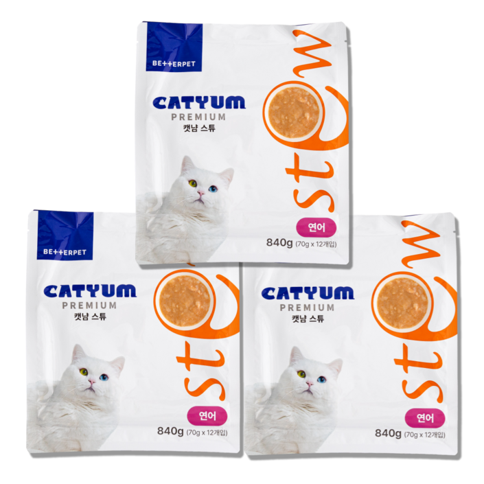 베러펫 캣냠 고양이습식사료 고양이사료 주식 스튜, 연어, 70g, 36개