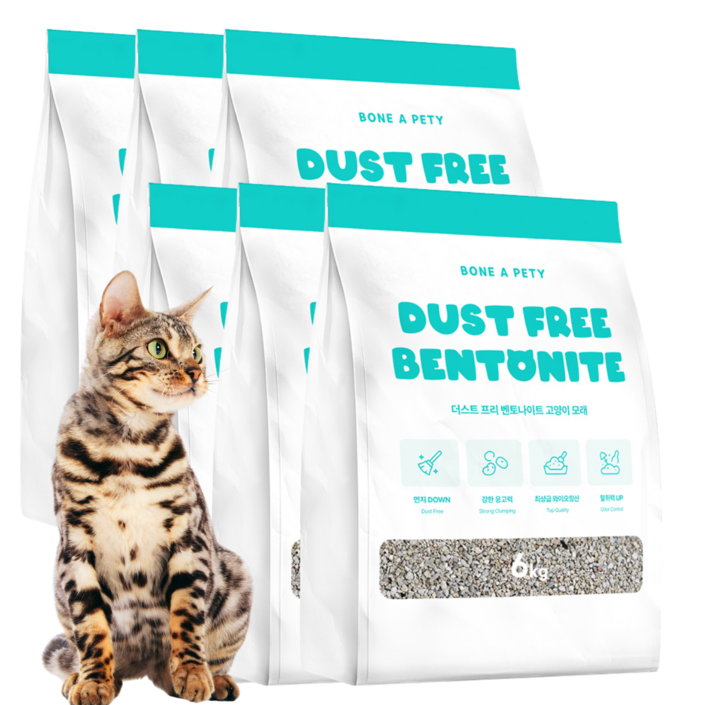 본아페티 프리미엄 고양이 벤토나이트 먼지 없는 모래 와이오밍산, 6kg, 6개, 고양이편안한무향