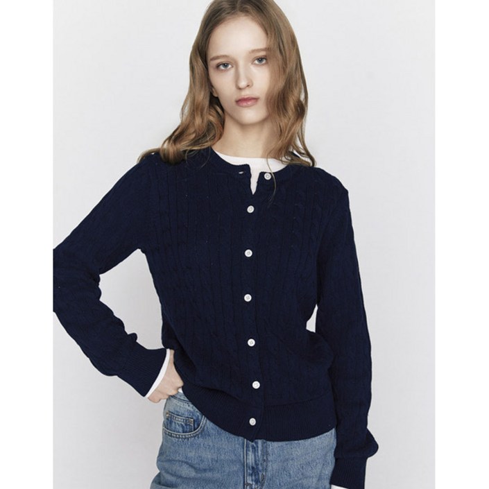 지오다노 여성 꽈배기니트 봄 케이블 니트가디건 356504