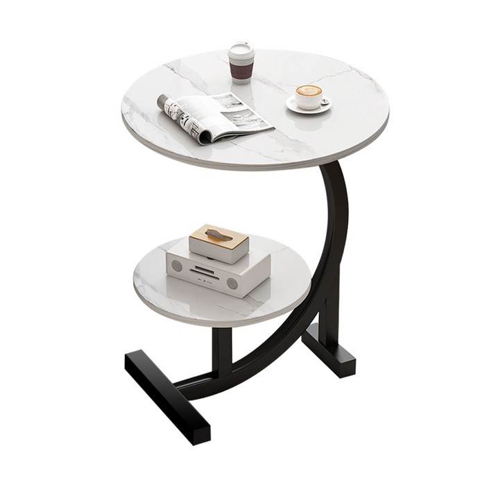 GBKING 2단 쇼파 사이드 테이블 원형테이블 원탁 티테이블, 단일색상