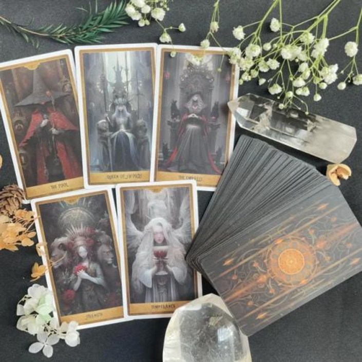 타로카드 전문 고딕 타로 카드 점술 갑판 오라클 스페인어 78 초보자 하이 퀄리티 매트 12x7 첨부 PDF 가이드북 신제품