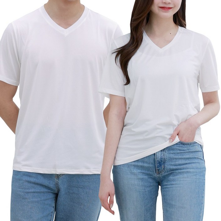 쿨 스트레칭 기능성 브이넥 반팔 티셔츠 2P_남녀공용/헬스티