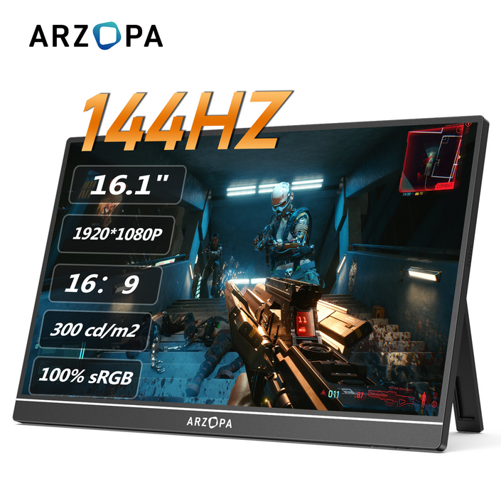 아르조파 144hz FHD 1080P 16.1인치 휴대용 게이밍 포터블 모니터, Z1FC, 40.92cm