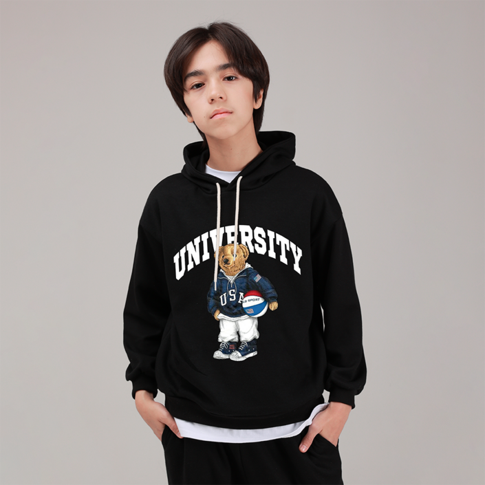 국내 생산 마고주니어 주니어용 오버핏 농구곰 후드 티셔츠 키130키140키150키160