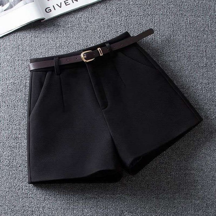 아이엠몽 여성 기본 데일리 벨트 모직 반바지