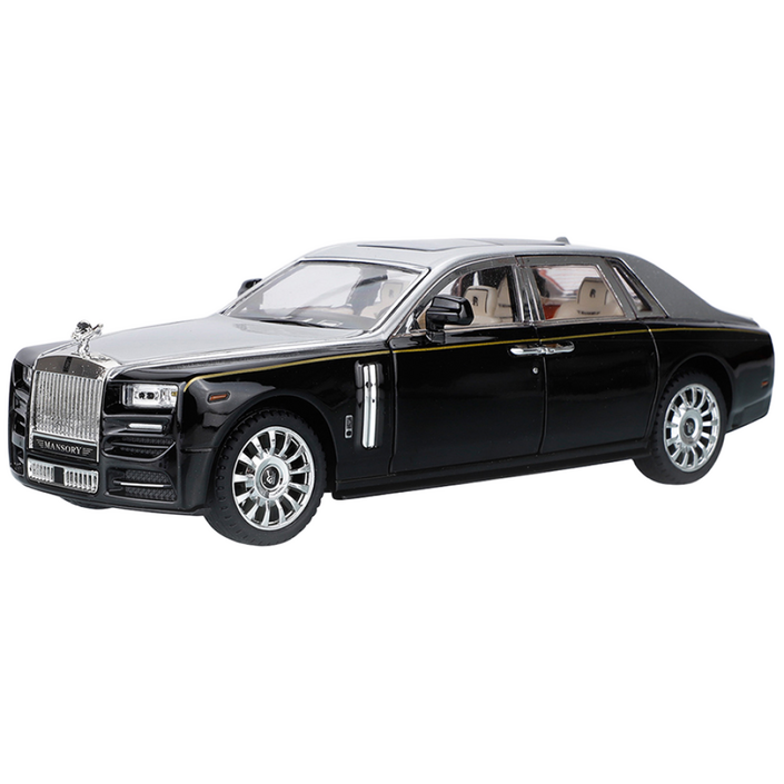 다이캐스트 124 롤스로이스 팬텀 합금 풀백 자동차 모형, 1개, 블랙실버