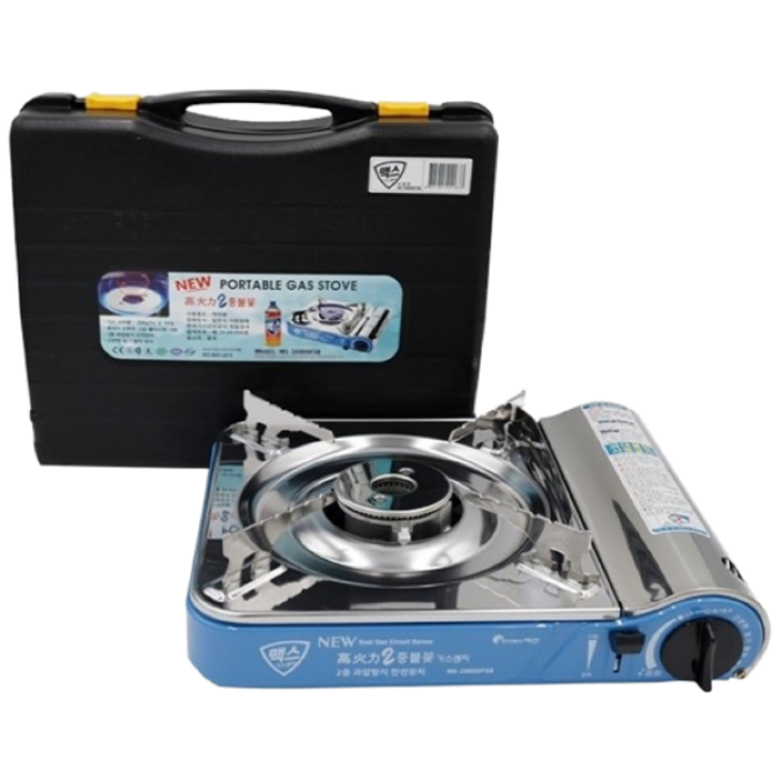 맥스 휴대용가스버너 스텐더불황동 고화력 트위스터가스렌지 MS-3800DFSB, 1개, 블루