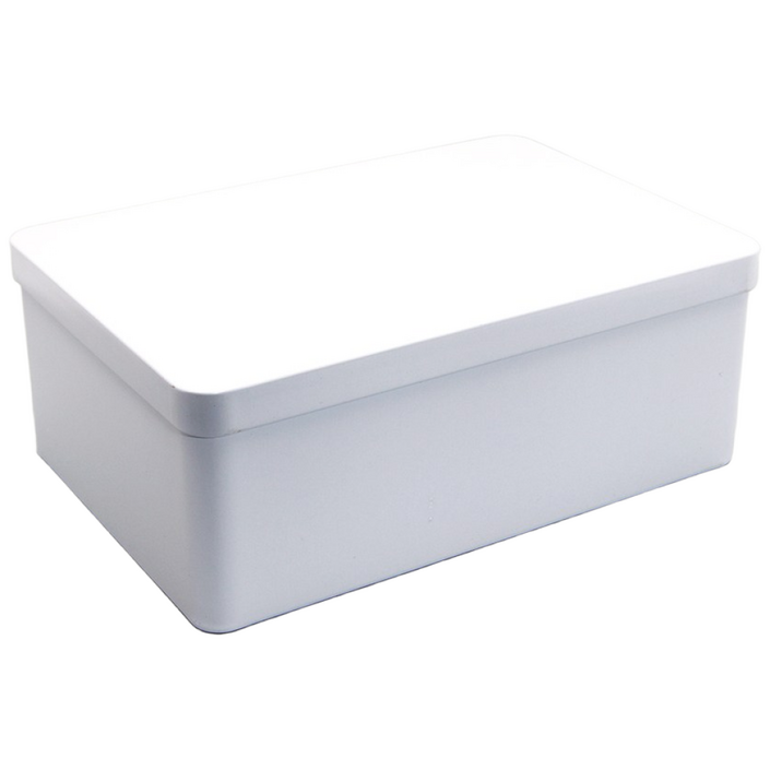 사각 S035 은색흰색 틴케이스,대형 틴케이스, 미니 틴케이스, 원형 틴케이스, 철필통, 원통, 정리함 케이스, 틴케이스 쿠키, 철제 케이스, 흰색, 1개