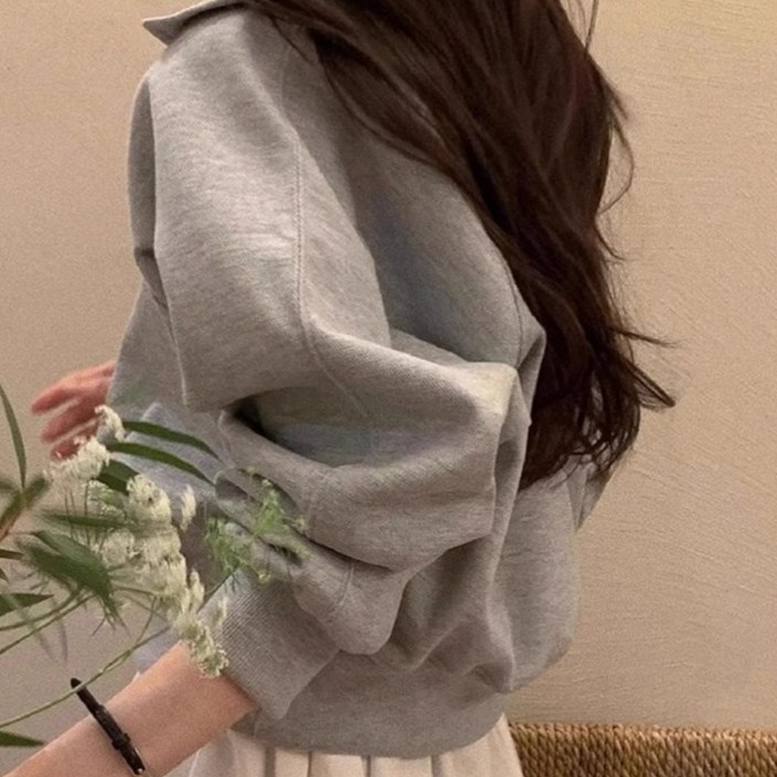 루미야 여성 루즈핏 반카라 맨투맨