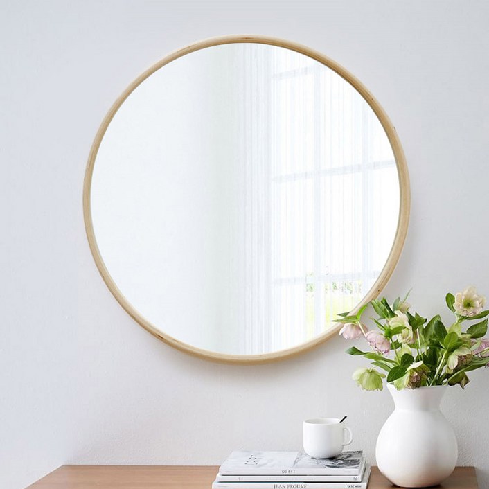 우드로하우스 원목 원형거울 CRM530NA 53cm, 내츄럴