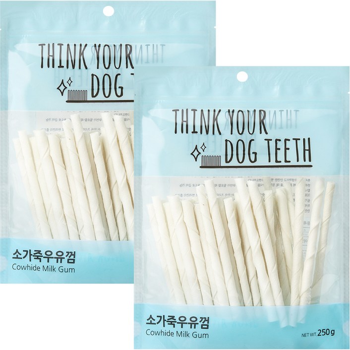 강아지 Think your dog teeth 스틱 소가죽우유껌 250g 44p 20230711