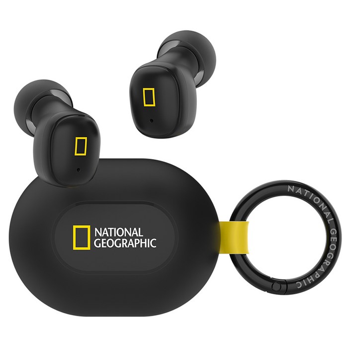 내셔널지오그래픽 무선 블루투스 이어폰 미니, NGMTWEM, 블랙, 3.5시간, 액티브노이즈캔슬링ANC, NGMTWEM, 블랙