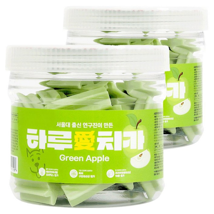 하루애 강아지 치카 서울대출신 연구진이 만든 유산균 껌, 300g, 2개, 청사과