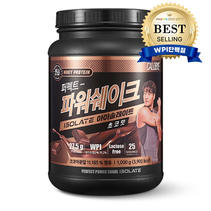 칼로바이 퍼펙트 파워쉐이크 아이솔레이트 유청 단백질 WPI 보충제 프로틴 파우더 초코맛, 1000g, 1개