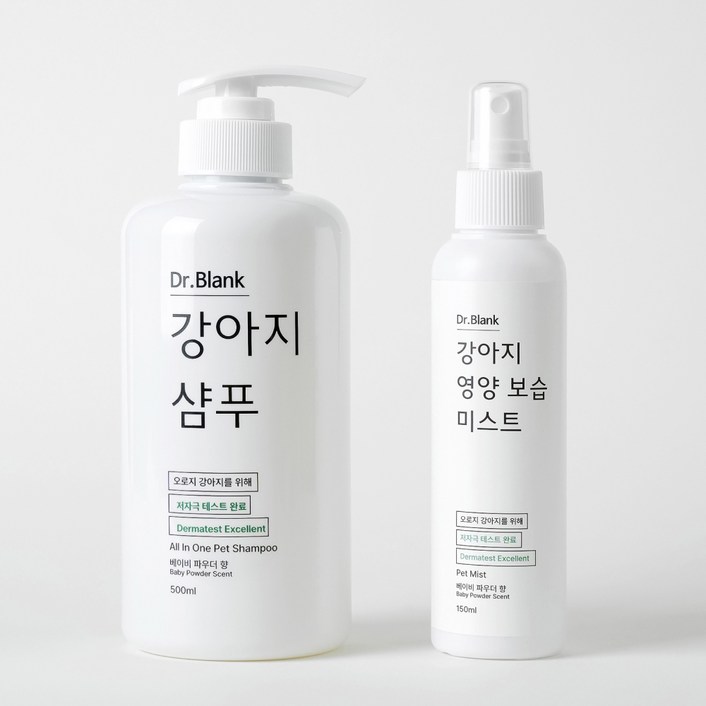 닥터블랭크 반려견 저자극 샴푸 500ml + 미스트 150ml 세트 플럼레인향, 1세트