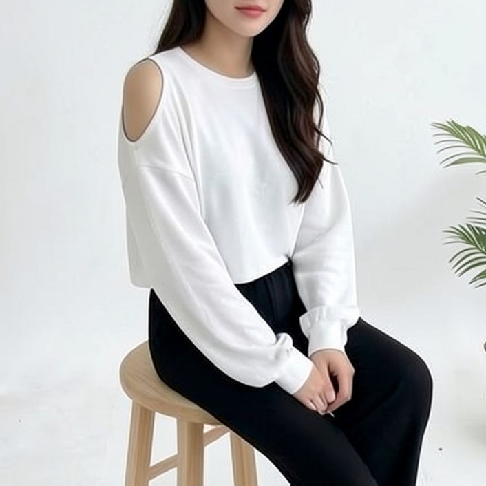 알로데 여성용 어깨 트임 긴팔맨투맨