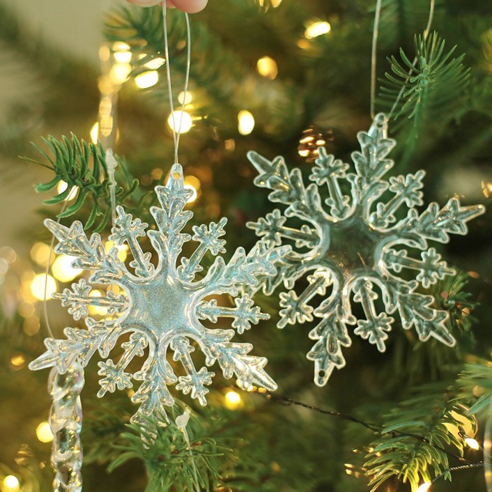 이플린 크리스마스 트리 장식 오너먼트 눈꽃 고드름 크리스탈 보석 20p 세트