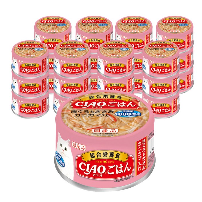 이나바 고양이 챠오 고항 주식캔 참치&닭가슴살&게맛살, A-254 참치&닭가슴살&게맛살, 85g, 24개