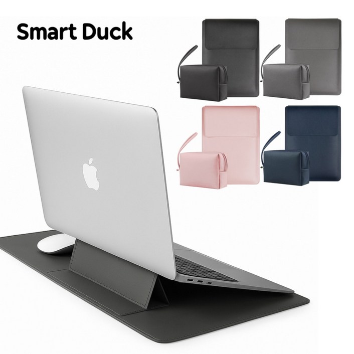 스마트덕 노트북 파우치 거치대 겸용 맥북 LG그램 삼성 가방 케이스, 올그레이