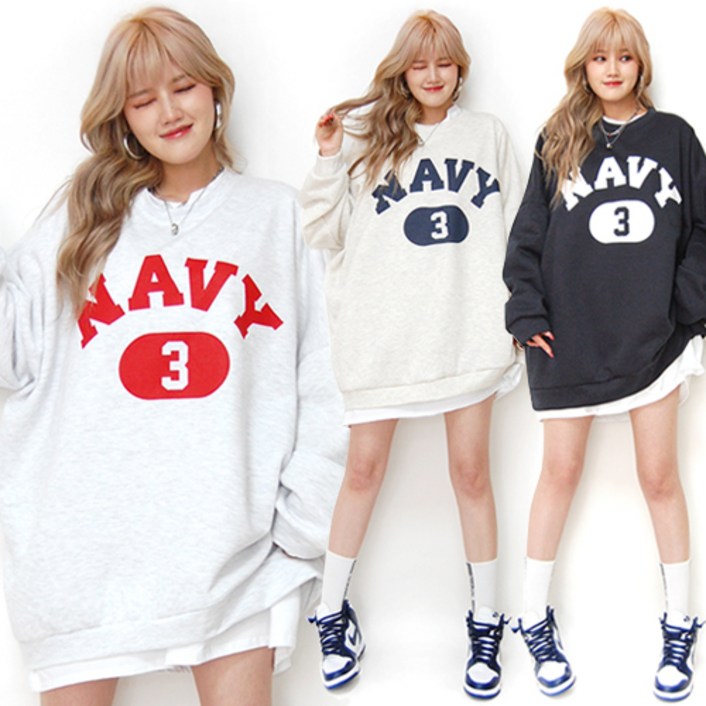통통마녀  NAVY  맨투맨 5 컬러  4XL  남여공용 오버사이즈   기모 포함 판매 