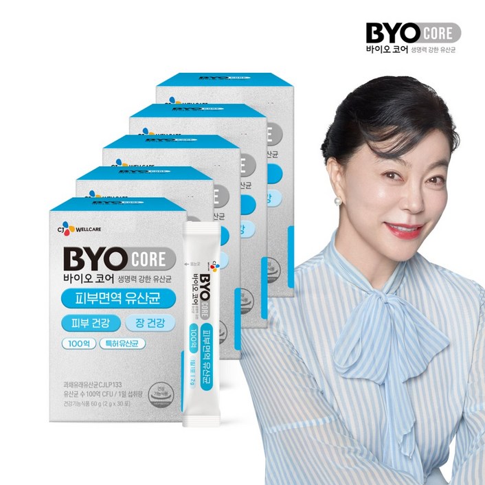 CJ웰케어 바이오코어 피부 면역 유산균 30포, 60g, 5개