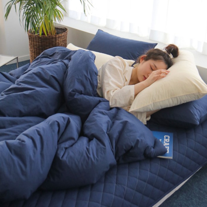 베이직톤 국내산 클래식 이음선없는 80수 사계절 차렵이불 세트