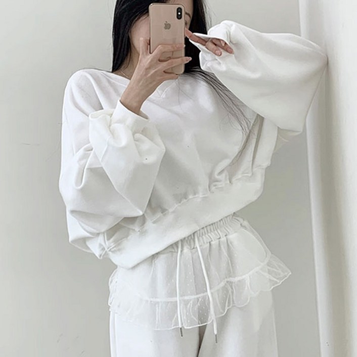 마이쏭 여성 긴팔티 크롭 봄 가을 퍼퓸브이넥오버핏맨투맨