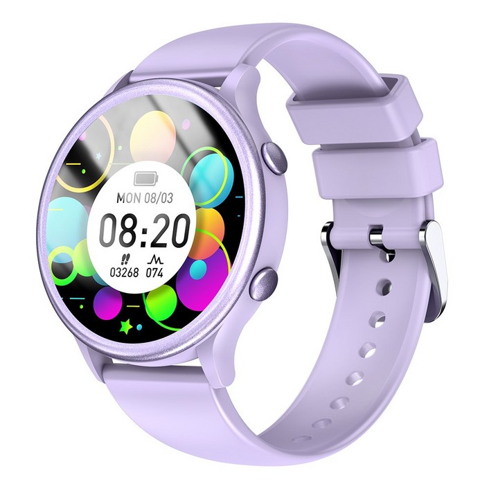 Luxeed 통화가능 스마트워치 1.27인치 원형 대화면 한국어 지원 운동 추적 밴드, 블루투스, 42mm, Lavender