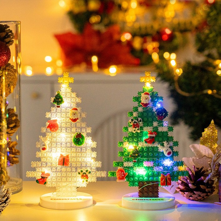 LED 디폼 트리 블럭 8mm 미니 나노 블록 만들기 키트 재료 diy 돌봄 꾸미기 세트 크리스마스 성탄절 톡톡 교실 툭툭 교구 소품 용품