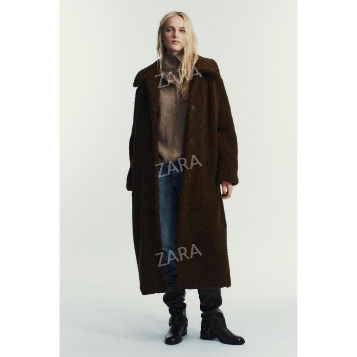 자라 겨울  롱 라펠 양털 롱 코트 재킷 2025