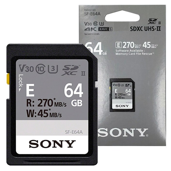 소니정품 SF-E64A SD 메모리 카드 64GB R270MBs W45MBs 공식대리점