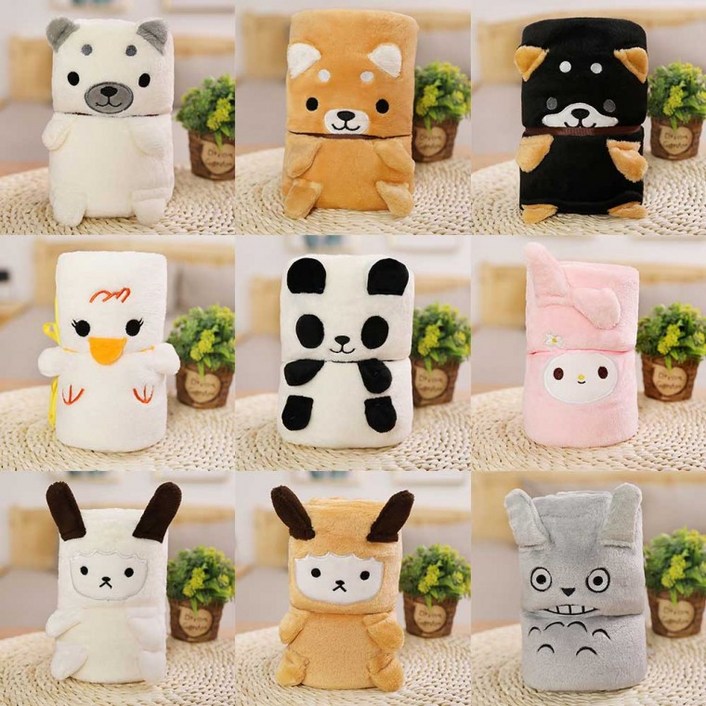 애니멀 캐릭터 극세사 무릎담요 밍크망토 학생담요 학교 독서실 사무실 캠핑 개별OPP