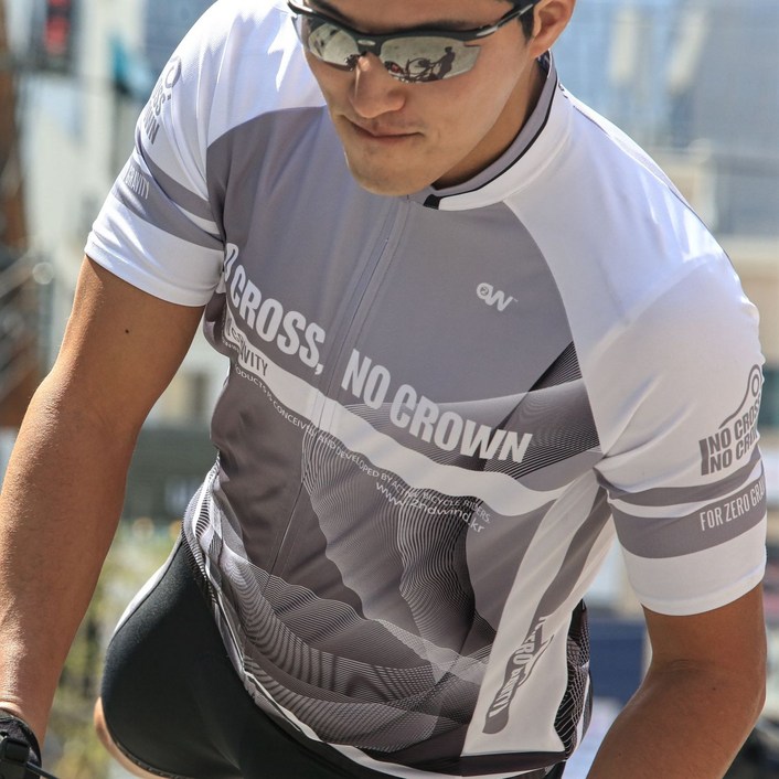 세컨윈드 반팔 사이클 라이딩 자전거 져지 상의 저지 크라운WH