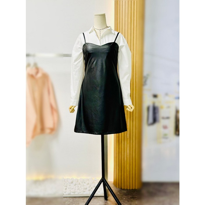 [Viva Festival] 페이크 레더 뷔스티에 미니 원피스 VSC9OP04MC1