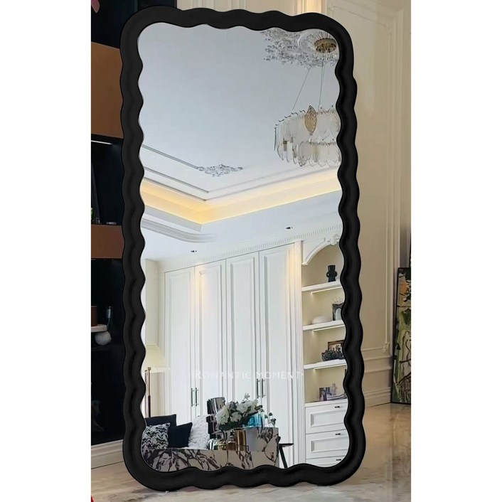 전신 거울 거실 물결 서있는 디자인 간단한 미적 유럽의 프레임 장식 Espelhos 모양의 현대, 70x180cm B, 1개