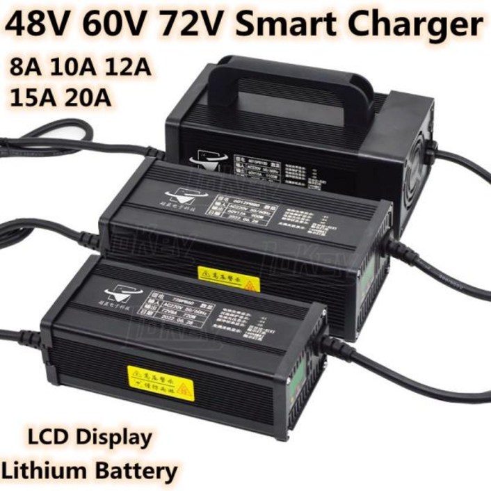 전기 스쿠터 오토바이 자전거 충전기, 48V 60V 72V 20A 15A 12A 10A 8A Lipo Lifepo4 AAA 배터리 충전기
