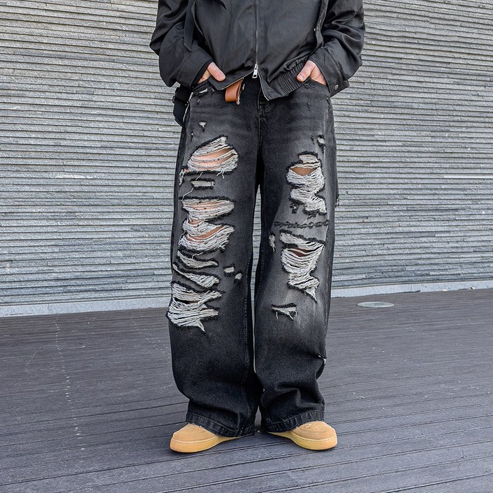 지금 JIIGEUM 리프드 디스트로이드 데님 2C