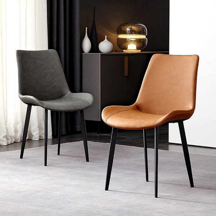 식탁 의자 가죽 2P, 그레이, 2개