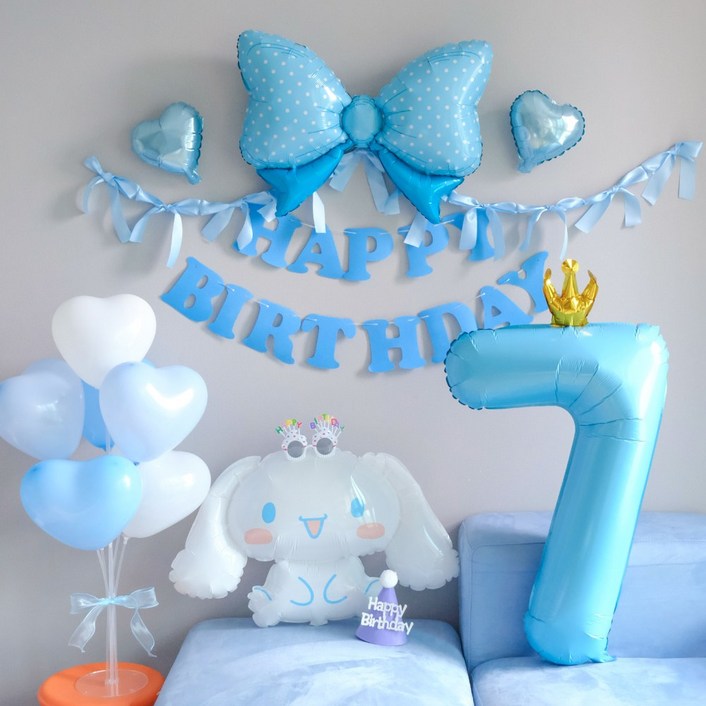 르모트 시나모롤 산리오 풍선 가랜드 이벤트 생일 파티 용품 세트, 1세트, 숫자풍선 7